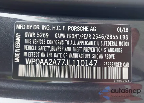 2018 Porsche Panamera 4 from USA, damaged, VIN WP0AA2A77JL110147